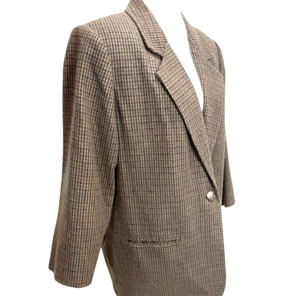 Sag Harbor Wool Blend Jacket Size 18W Blue & Burgundy Houndstooth Business Wear - Picture 5 of 6